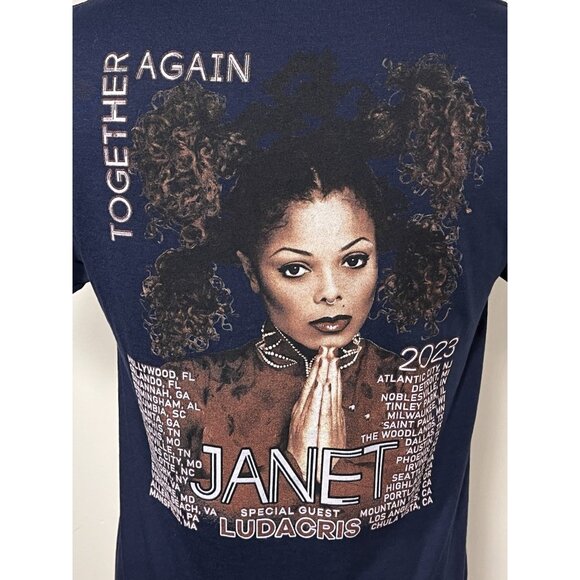 Janet Jackson Together Again Tour 2023 Navy Blue T-Shirt Ludacris Size M - Picture 5 of 11